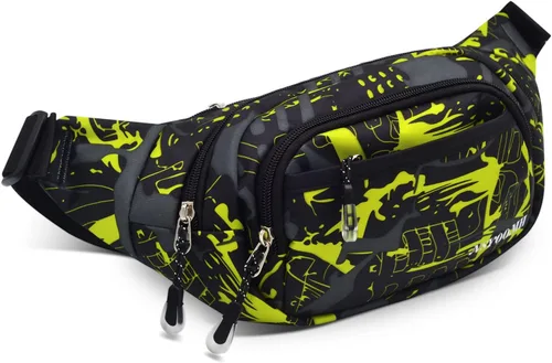 Cangurera cruzada para hombres, 5 bolsillos con cremallera, bolsa para cinturón para correr, ciclismo, viajes, senderismo, pesca, camping, color