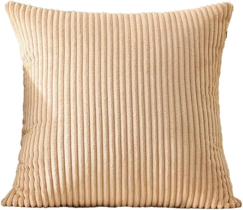 Miniatura 111 de Artscope Fundas de Almohada de Pana a Rayas Acogedoras Súper Suaves Decorativas Cuadradas Fundas de Cojín para Sofá Sillón Dormitorio Decoración