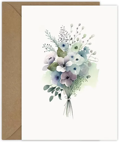Miniatura 5 de 25 tarjetas de felicitación de flores de acuarela para todas las ocasiones en blanco con sobres