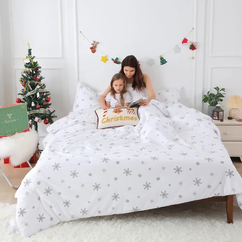 Miniatura 3 de COTTEBED Edredón Navideño de Copos de Nieve Tamaño Queen, Juego de Edredón de Invierno Blanco Nevado de Tamaño Completo, Alternativa de Plumón