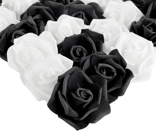 Miniatura 10 de Bright Creations Rosas de espuma de flores artificiales, paquete de 100 cabezas de flores de polietileno gris de 3 pulgadas, rosas grises sin tallo