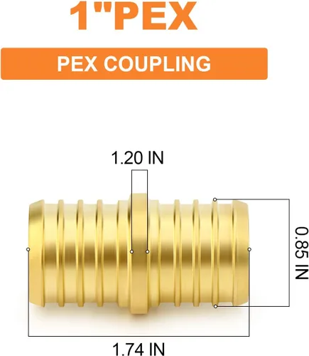Miniatura 2 de GASHER 10 piezas sin plomo latón 1 "acoplamiento Pex, accesorios Pex de 1 pulgada para tubería Pex