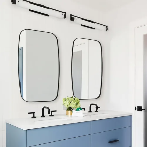 Miniatura 9 de ANDY STAR - Espejos ovalados negros para baño, espejo grande de 24x36 pulgadas con marco de metal negro mate oblongo para pared, espejo moderno