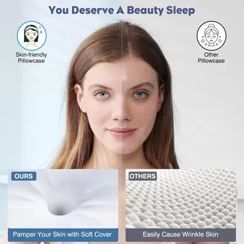 Miniatura 6 de Almohada cervical para el cuello, almohada de espuma viscoelástica para apoyo y alivio del dolor, almohada ergonómica de contorno para dormir
