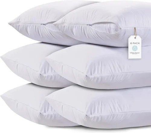 Miniatura 9 de Funda de almohada White Classic con cremallera, tamaño estándar de 50 x 70 cm, 2 unidades, Algodón, Blanco, Estándar