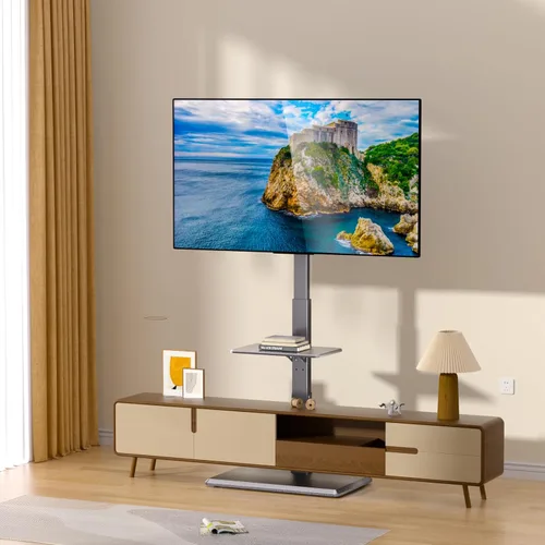 Miniatura 7 de Afaloona Soporte universal para TV de suelo, soporte de TV con toma de corriente y estante extraíble para TV de 32 a 75 pulgadas de hasta 110