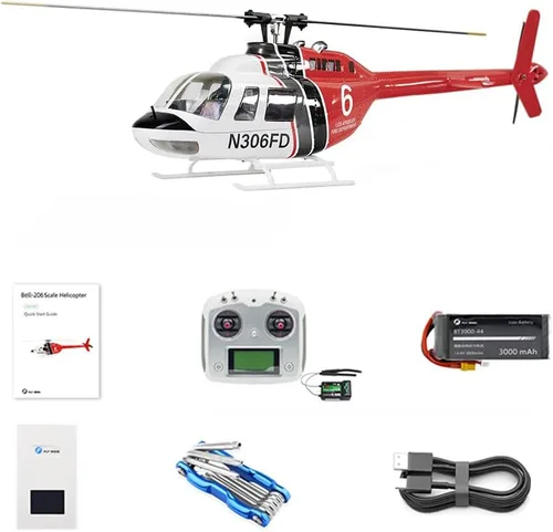 Miniatura 8 de Campana voladora 206 Helicóptero RC V3 con ACE Control de vuelo 6CH GPS Altitud Hold Dos Rotor 1:16 Escala Helicóptero RTF Fly Wing Bell206 v3
