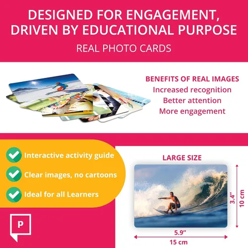 Miniatura 4 de Picture My Picture Language Library - Tarjetas con imágenes reales para el aprendizaje de terapia del habla, 6 conceptos: emociones, verbos