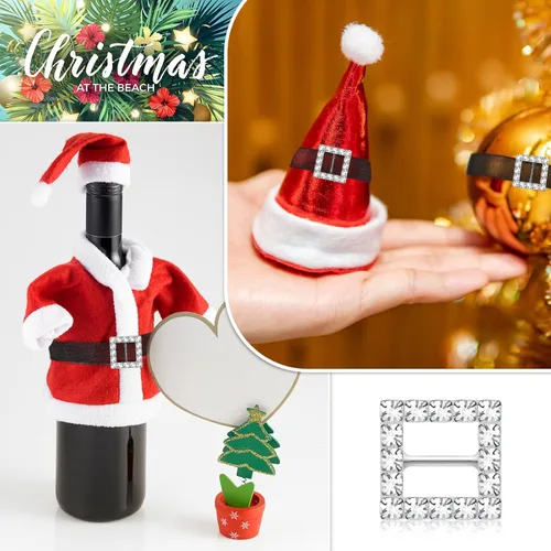 Miniatura 7 de 30 piezas de hebilla cuadrada de Navidad de 0.630 in con diamantes de imitación, cinta deslizante, hebilla de cinta de Navidad, hebilla de cinturón