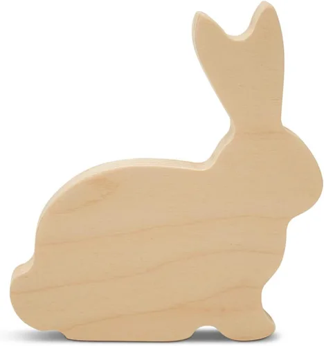 Woodpeckers - Conejo de madera grueso de 4 pulgadas, paquete de 3 recortes de conejo de madera sin terminar para manualidades, decoración de bandeja