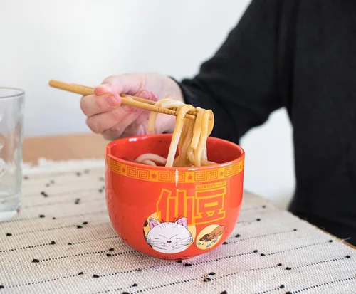 Miniatura 5 de Dragon Ball Z Karin - Juego de vajilla de cerámica japonesa El ajuste del lugar incluye cuenco de ramen de 16 onzas y palillos de madera, juego