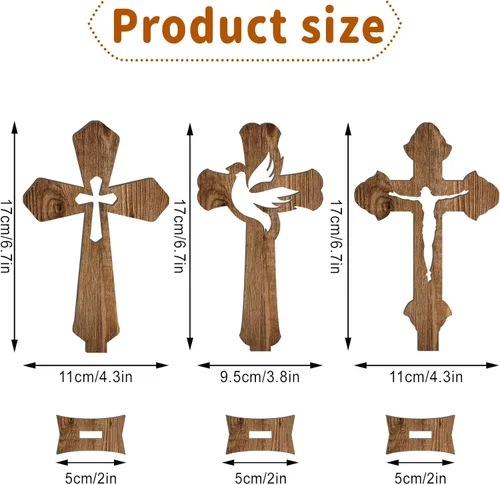 Miniatura 2 de Kathfly 24 cruces de madera de Pascua para manualidades, decoración de bautismo, católica, rústica, sin terminar, para centros de mesa, decoración