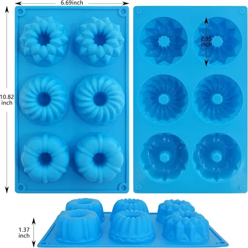 Miniatura 2 de Sidosir 3 moldes para tartas de tubo estriado, molde cuadrado antiadherente con diseño estriado para hacer moldes para pasteles, molde de tubo