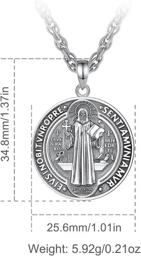 Miniatura 181 de CELESTIA Medallas de plata de ley 925 San Miguel/San Cristóbal/San Benito/San Gabriel/Virgen María/Jesús/Caravaca/Metatrón/Sello de los Siete
