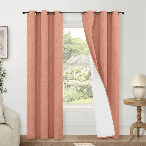 Miniatura 40 de Cortinas Opacas de Lino Azul Bebé para Guardería de 40 Pulgadas de Largo, 2 Paneles, Cortinas Cortas con Aislamiento Térmico Boho de Bloqueo Total