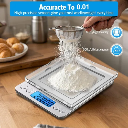 Miniatura 3 de Báscula digital de cocina 17.64 oz 0.00 oz báscula de alimentos de alta precisión báscula de cocina multifuncional de acero inoxidable con pantalla
