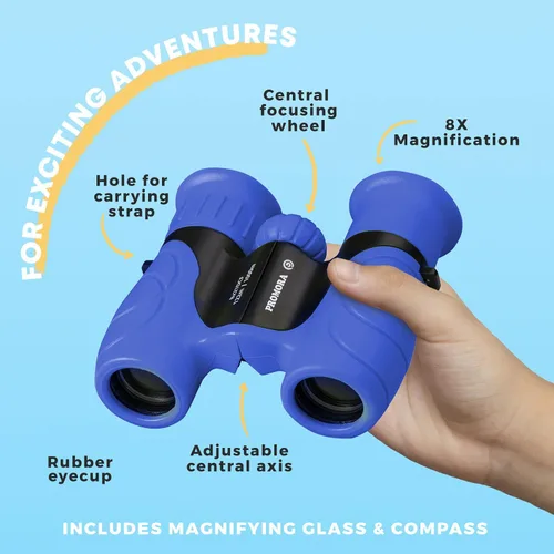 Miniatura 2 de Binoculares para niños – Juguete perfecto para niños pequeños y niñas – Juego extenso que incluye lupa y brújula – Potente aumento 8 x 21 – niños