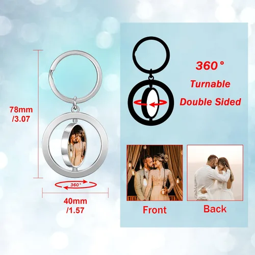 Miniatura 3 de Jovivi Llaveros personalizados personalizados con foto de doble cara, impresión a todo color, aleación de texto, imagen, llavero para hombres