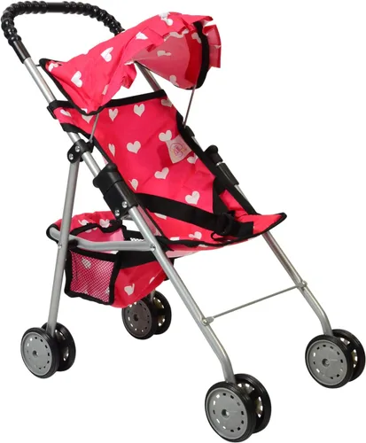 Miniatura 9 de The New York Doll Collection My First Doll Stroller con Canasta, Cochecito de Muñeca Plegable (Acolchado Rojo)