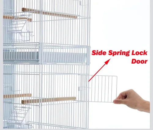 Miniatura 4 de Gran lote de jaula de vuelo para pájaros, sin óxido, galvanizada, chapada en zinc, apilable, con divisor central removible y puertas para nido