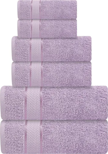 Miniatura 7 de Juego de toallas de baño - 100% algodón - 2 toallas de baño, 2 toallas de mano y 2 paños - Grandes, secado rápido, absorbentes, suaves, lujosas
