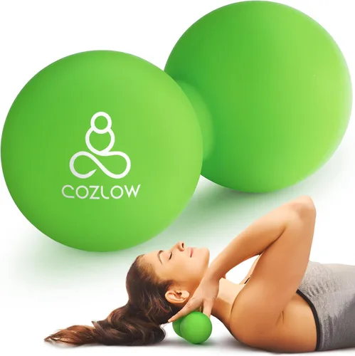 Miniatura 11 de COZLOW Bola de masaje de silicona doble lacrosse - Azul cobalto - Rodillo de punto de activación de maní para movilidad, terapia de tejido profundo