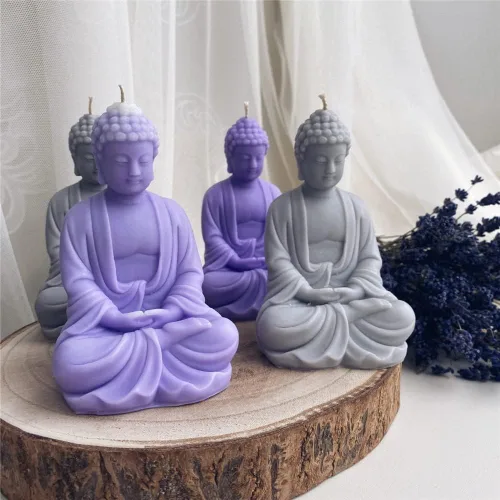 Miniatura 2 de Big Buddha - Molde de vela artesanal de silicona budista, molde de vela de silicona decorada, resina epoxi, moldes de silicona, moldes de estatua