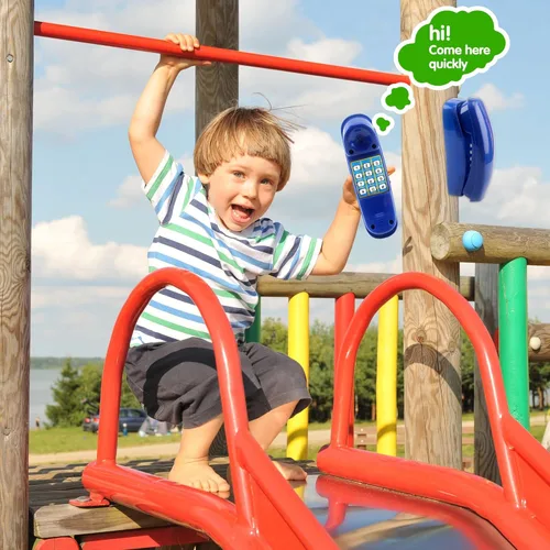Miniatura 3 de Swingset - Juguetes para teléfono con llave numérica para niños, patio de recreo, casa del árbol, accesorios de gimnasio de la selva (azul)