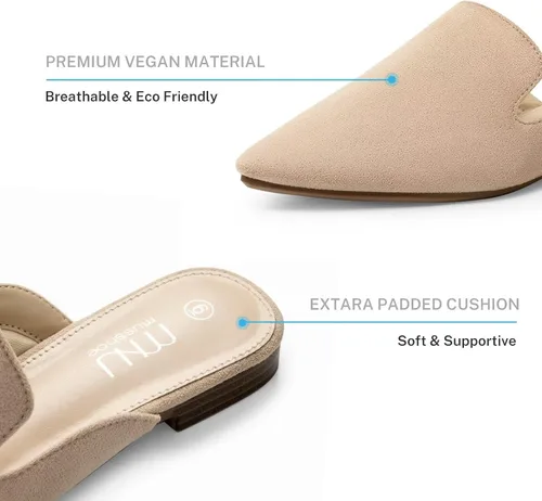 Miniatura 3 de MUSSHOE - Zuecos para mujer, planos, cómodos y puntiagudos