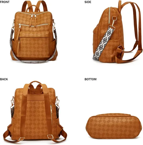 Miniatura 3 de Makes Bolso tipo mochila para mujer, de piel sintética, con diseño convertible, 2 piezas