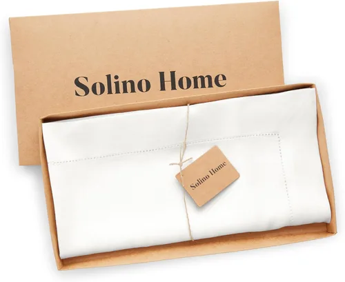 Miniatura 5 de Solino Home Mantel de lino blanco de 52 x 52 pulgadas, mantel cuadrado de lino 100% puro, con dobladillo clásico, lavable a máquina para primavera