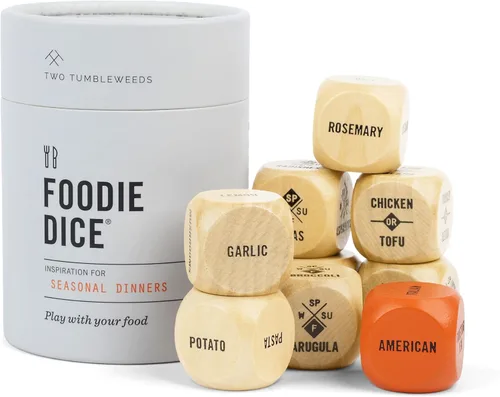 Two Tumbleweeds Foodie Dice - Nueva Edición: Juego de 9 Dados para Inspirar Comidas Creativas de Temporada con Dado de Comida para Llevar - Regalo