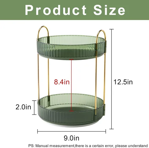 Miniatura 3 de INVSSENE - Organizador de maquillaje giratorio de 360°, soporte giratorio para baño, estante de almacenamiento para cosméticos de gran capacidad, se