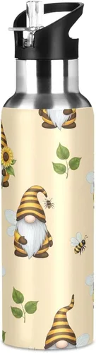 Miniatura 8 de Insulated Stainless Steel Water Bottle with Straw 20 Oz, Leakproof Water Bottles for Gym Outdoor Travel School, Gnomes Bees