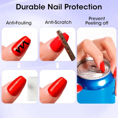 Miniatura 8 de GELLEN Esmalte de uñas de gel base y capa superior de gel, 2 unidades de 0.4 fl oz, capa superior de gel que no se limpia y capa base fuerte, sin