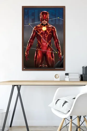 Miniatura 6 de Trends International DC Comics Movie The Flash - Póster de pared tríptico The Flash, 34 pulgadas de largo x 22.4 W, versión enmarcada en caoba