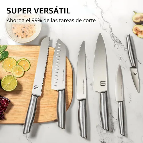 Miniatura 8 de Juego de 14 piezas de cuchillos de cocina KnifeSaga de acero inoxidable de alto carbono japonés de primera calidad con afilador incorporado, juego