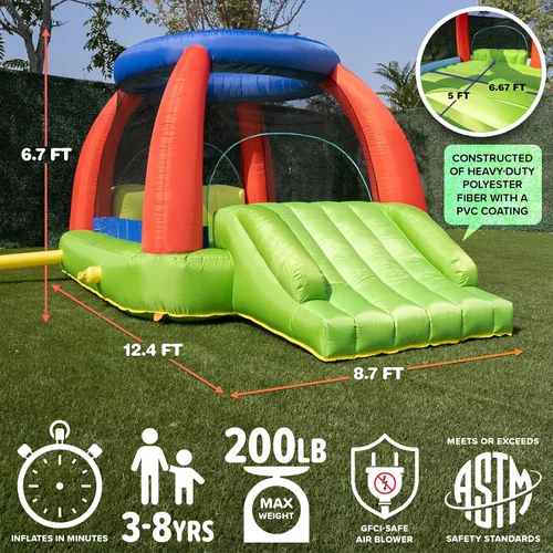 Miniatura 7 de Sportspower My 1st Climb N Play - Casa inflable con pared de tobogán y escalada, soplador de 450 W incluido, gorila grande para interiores