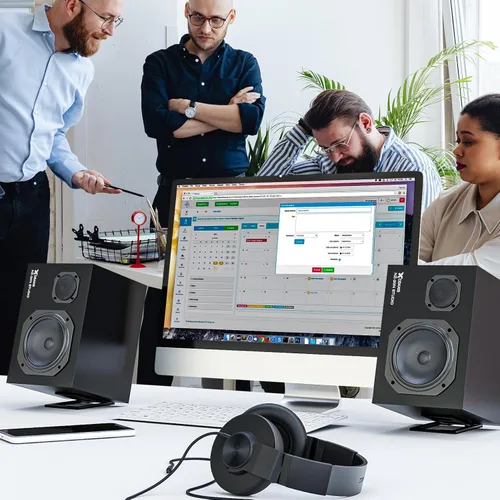 Miniatura 7 de C-1 Soportes de altavoz de escritorio para altavoces pequeños, soportes inclinados de acero para altavoces de computadora (par), 15.2 pulgadas