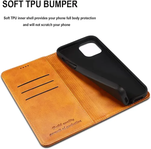 Miniatura 6 de SINIANL Funda compatible con iPhone 13, funda tipo cartera para iPhone 13 con soporte para tarjetas, funda plegable de cuero con función atril
