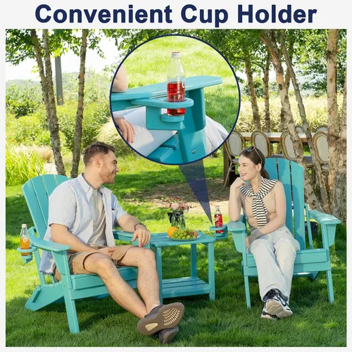 Miniatura 4 de Plawdlik Juego de 10 sillas plegables Adirondack con textura de madera, HDPE pesado para todo tipo de clima, juego cómodo junto a la piscina, patio