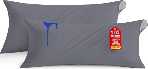 Miniatura 38 de Utopia Bedding Protector de almohada impermeable, con cremallera, paquete de 2, beige, estándar, funda de almohada a prueba de chinches, de 20 x 26