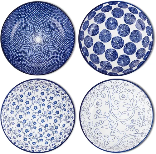 Miniatura 9 de Selamica Tazones de cerámica para pasta de 7.8 pulgadas, cuencos grandes de porcelana de 26 onzas, aptos para lavavajillas y microondas, juego de 6