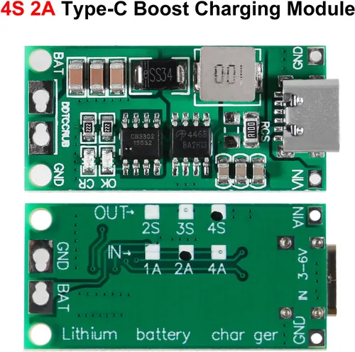 Miniatura 2 de Módulo elevador de polímero LiPo, batería de litio 18650 (4S 2A) de múltiples celdas 2S 3S 4S 1A 2A 4A Tipo-C a 8.4V 12.6V 16.8V Boost Board LiPo