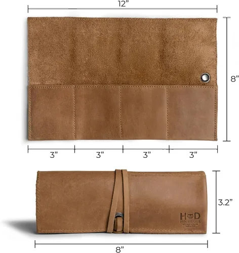 Miniatura 4 de Hide & Drink, Organizador de rollos de reloj de cuero hecho a mano de cuero de grano completo, con capacidad para hasta 4 relojes, fácil de llevar
