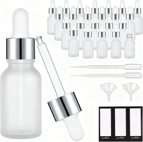 Miniatura 39 de PrettyCare Paquete de 4 botellas con cuentagotas de aceites esenciales, botellas vacías de tintura para cuidado personal y belleza, Ámbar