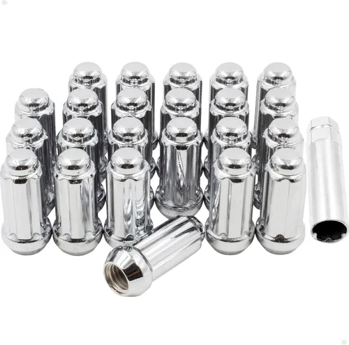 Miniatura 11 de Wheel Accessories Parts 20 tuercas hexagonales de 1/2 a 20 roscas de 4.40 pulgadas de largo, cromadas de 7/8 pulgadas y 13/16 pulgadas, para Chevy