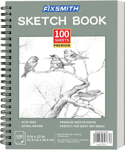 Miniatura 17 de FIXSMITH Cuaderno de bocetos de 5.5"X8.5" 100 hojas (68 lb/100gsm) Cuaderno de bocetos Papel de dibujo libre de ácido Bloc de bocetos de Negro