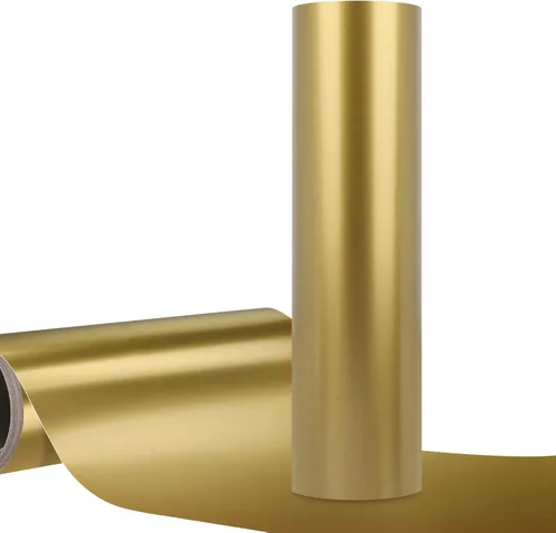 WRAPXPERPT - Vinilo permanente dorado brillante, rollo de vinilo adhesivo permanente brillante de 12 pulgadas x 10 pies con respaldo de PET