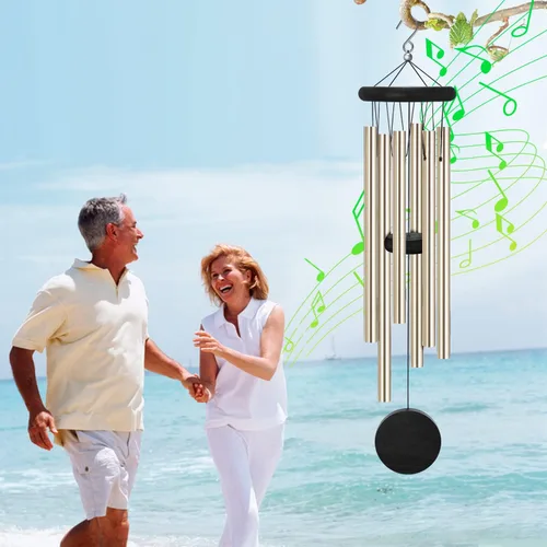Miniatura 3 de Campanillas de viento conmemorativas para exteriores con 6 tubos de aleación de aluminio y gancho, campanillas de viento para decoración del hogar